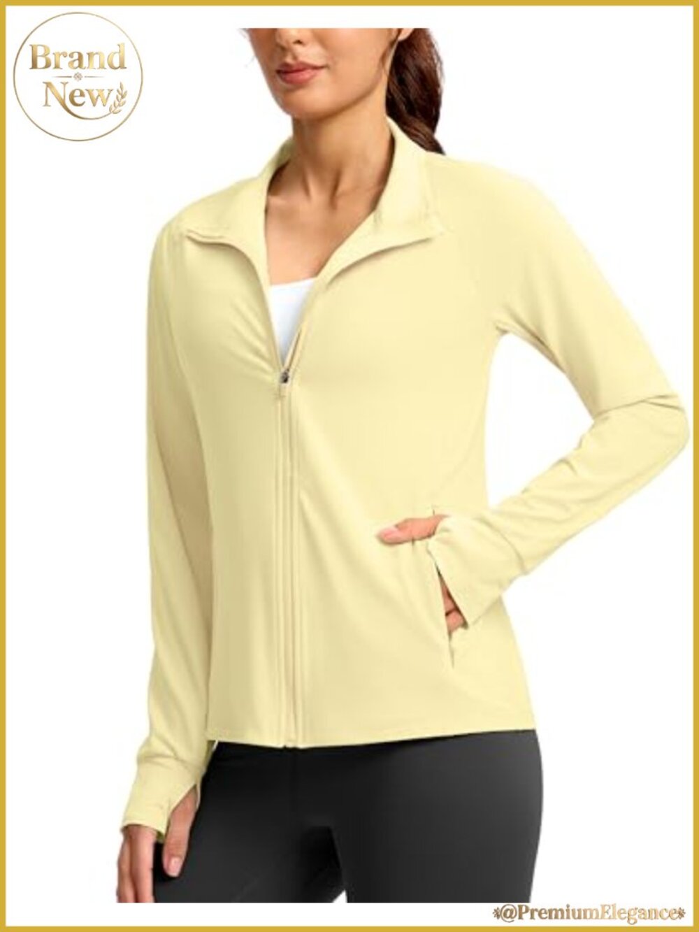 Women's UPF 50+ Lightweight Athletic Zip Up Jacket with Thumb Holes